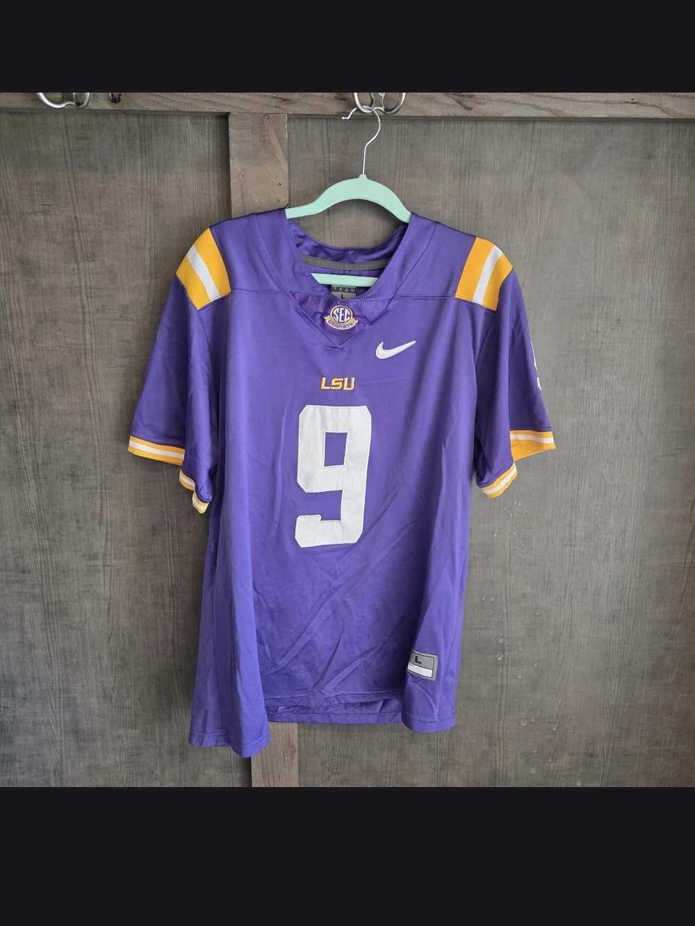 Nike LSU Purple Football Jersey #9 with Gold Trim